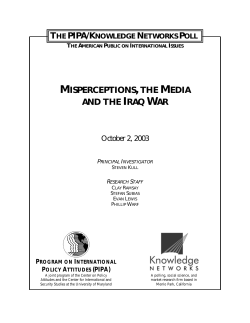 Misperceptions, The Media and The Iraq War
