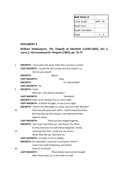 DOCUMENT A William Shakespeare, The Tragedy of Macbeth