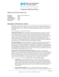 Maternal and Fetal Diagnostics