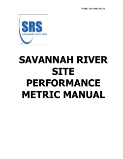 SAVANNAH RIVER SITE PERFORMANCE METRIC MANUAL