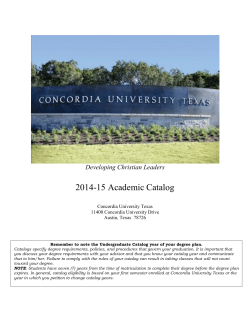 2014-15 Academic Catalog - Concordia University Texas