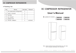 DC COMPRESSOR REFRIGERATOR User`s Manual