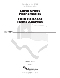 Sixth Grade Mathematics 2016 Released Items Analysis