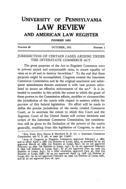 Jurisdiction of Certain Cases Arising under the Interstate Commerce