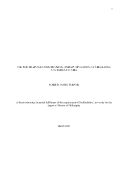 THE MANIPULATION, AND PERFORMANCE CONSEQUENCES