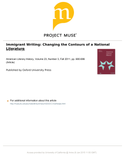 Immigrant Writing: Changing the Contours of a National