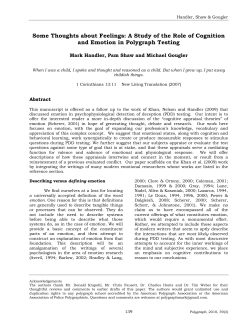 Some Thoughts about Feelings: A Study of the Role of Cognition