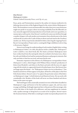 Alan Stewart Shakespeare`s Letters Oxford: Oxford University Press