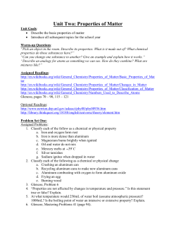 Unit Two: Properties Of Matter
