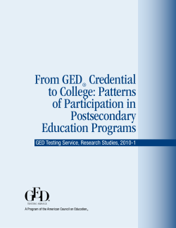 From GED&reg; Credential to College: Patterns of Participation in