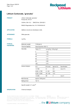 Lithium Carbonate, `granules`