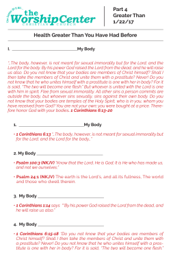 Part 4 Greater Than 1/22/17 Health Greater Than You Have Had