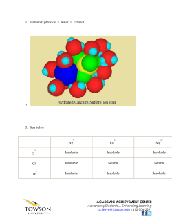 ACADEMIC ACHIEVEMENT CENTER 1. Barium Hydroxide > Water