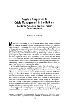 Russian Responses to Crisis Management in the Balkans