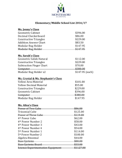 Elementary/Middle School List 2016/17 Ms. Jenny`s Class