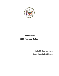 City of Albany 2016 Proposed Budget