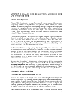Health Effects of Tritium &ndash; Appendix 1