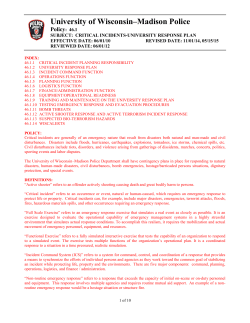 Critical Incidents-University Response Plan - UW