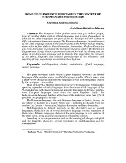 romanian linguistic heritage in the context of european multilingualism