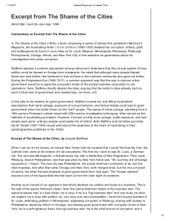 Excerpt from The Shame of the Cities, L. Steffens