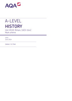 A-level History Mark scheme HIS1D - Britain, 1603 - 1642