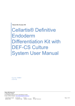 Cellartis&reg; Definitive Endoderm Differentiation Kit with