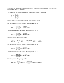 Q- What is the percentage change in momentum of a proton that