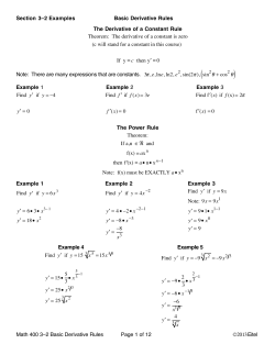 Lecture 3-2: Derivatives of Basic Function Examples