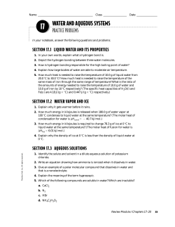 17 Water and Aqueous Systems Practice Problems
