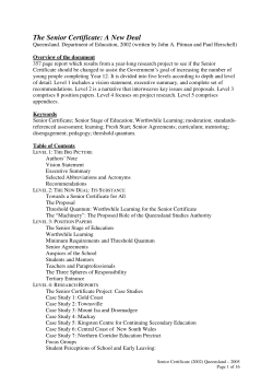 The Senior Certificate: A New Deal
