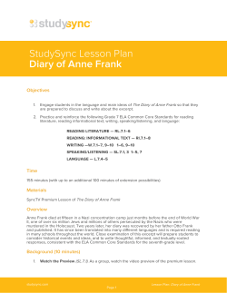 StudySync Lesson Plan Diary of Anne Frank