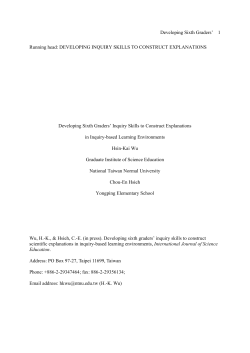 DEVELOPING INQUIRY SKILLS TO CONSTRUCT EXPLANATIONS