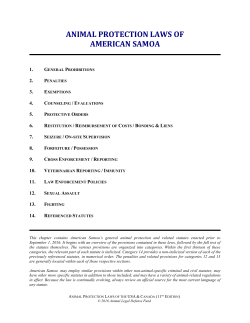 animal protection laws of american samoa