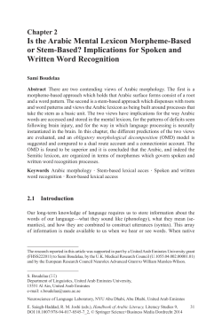 Is the Arabic Mental Lexicon Morpheme-Based or Stem