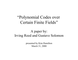 Reed and Solomon (in pdf) - Cornell Computer Science