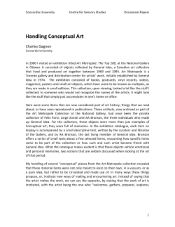 Handling Conceptual Art - Centre for Sensory Studies