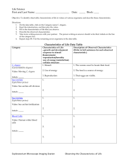 Characteristics of Life Data Table