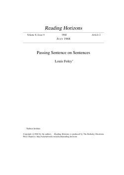 Passing Sentence on Sentences