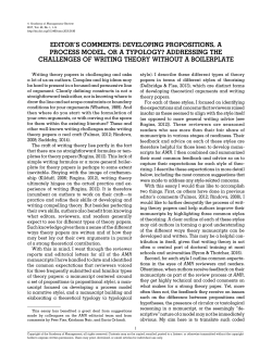 Editor`s Comments: Developing Propositions, a Process Model, or a