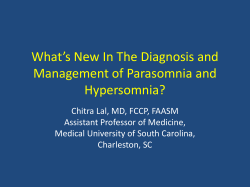 What`s New In The Diagnosis and Management of Parasomnia and