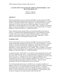lacking spent nuclear fuel critical benchmarks?
