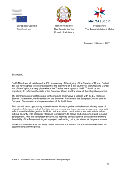 Invitation letter for the 60th anniversary of the Treaties of Rome