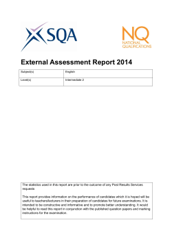 External Assessment Report 2014