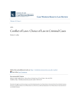 Conflict of Laws: Choice of Law in Criminal Cases