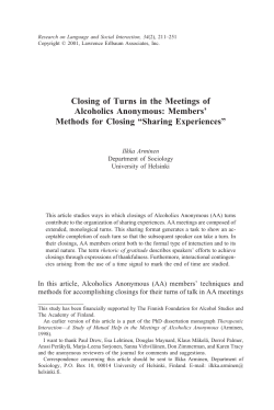 Closing of Turns in the Meetings of Alcoholics Anonymous