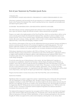 End of year Statement by President Jacob Zuma