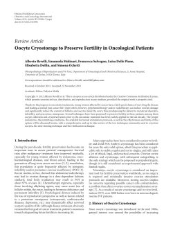 Oocyte Cryostorage to Preserve Fertility in Oncological Patients