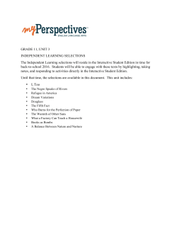 GRADE 11, UNIT 3 INDEPENDENT LEARNING