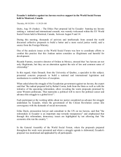 Ecuador`s initiative against tax havens receives support in the World