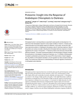 Proteomic Insight into the Response of Arabidopsis Chloroplasts to